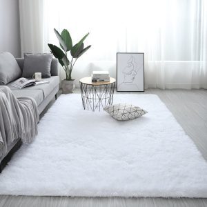 ~Nordic Fluffy Carpet Rugs For Bedroomliving Room Rectangle Large Size Plush Anti-slip Soft Carpet White Red 13 Colors