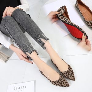 New Shallow Mouth All-match Vintage Leopard Print Pointed Soft Sole Shoes
