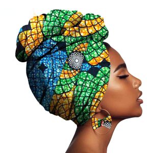~African Printed Batik Headscarf Exaggerated Earrings