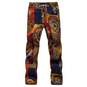Thin Digital Printing Trendy Men's Cropped Trousers