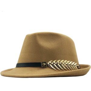 ~Woolen Hat British Retro Jazz Hat Fashion Casual Fishbone Belt Decoration Small Top Hat