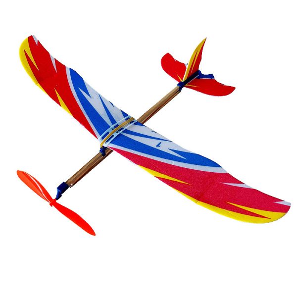 Rubber band powered airplane student DIY assembled airplane