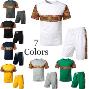 Men's Ethnic Style Printed Patchwork Short Sleeve Set